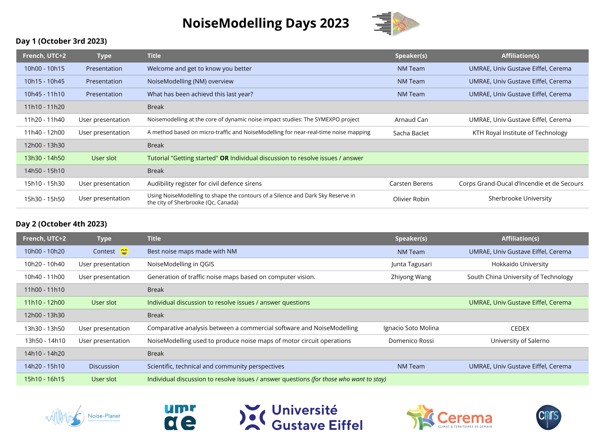 NoiseModelling days 2023 program